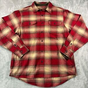 Orvis Classic Collection Mens Red Plaid Flannel Button Down Shirt Western Size M